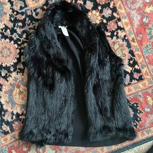 White + Warren Rabbit Fur Vest XS